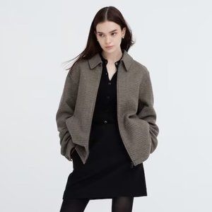 NEW Uniqlo Single Collar Short Blouson Jacket in Houndstooth Men's XXS/Women S